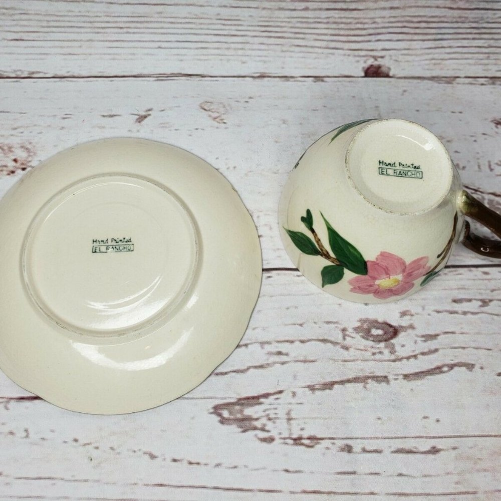 Rare Hand Painted El Rancho Floral Design Tea Cup - Picture 4 of 7